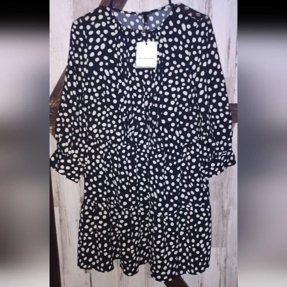 Who What Wear Black and White Polka Dot Blouse/dress